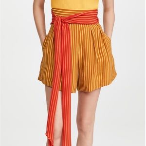 Monochrome Stripe Mini Shorts with attached belt